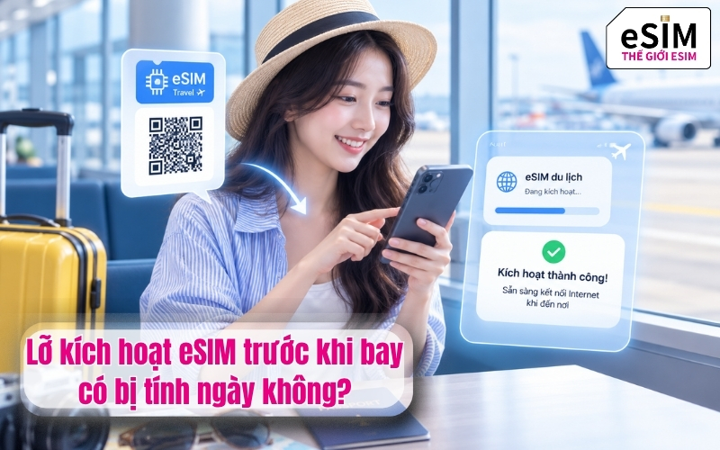 Lỡ kích hoạt eSIM trước khi bay có bị tính ngày không?